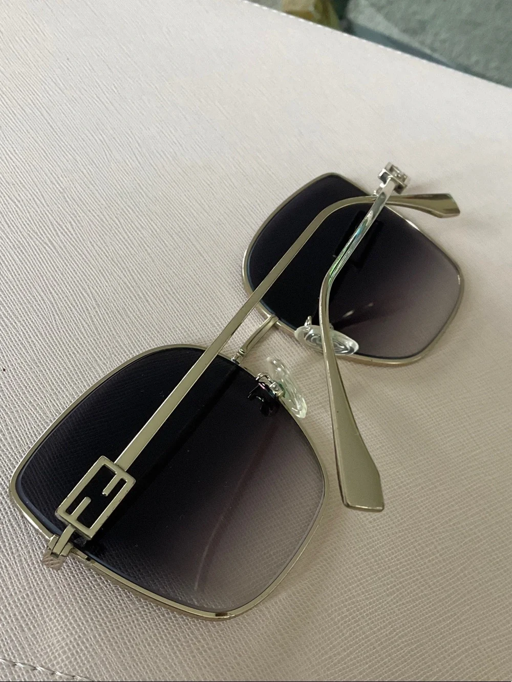 Fendi Gold Metal Frame Sunglasses with Brown Gradient Lenses